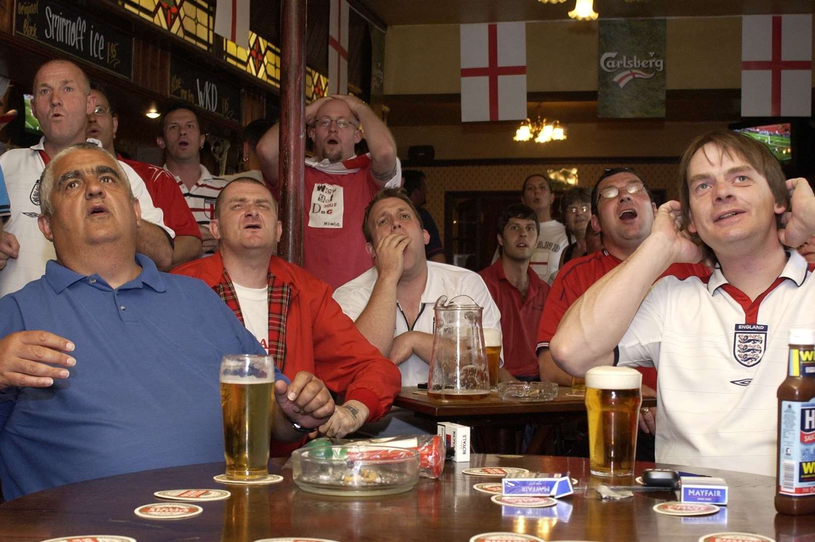 England fans at The Billet in Sittingbourne celebrate as England took on Switzerland in Euro 2004