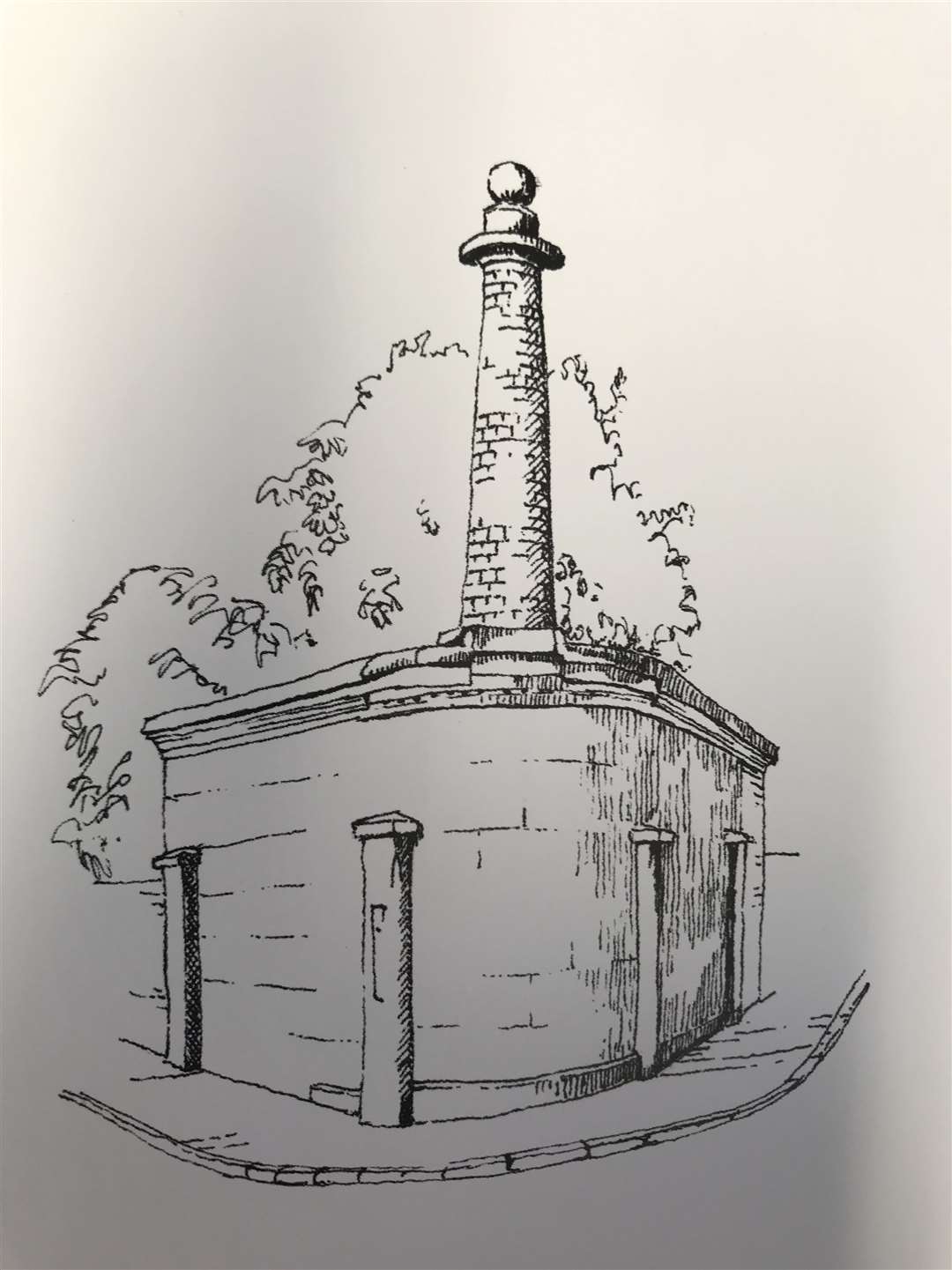 A sketch of Treanor's watchtower from 'Deal & Walmer - A celebration' by Tom Burnham and Gregory Holyoake