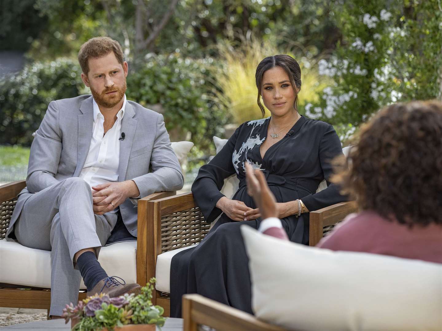 Duke and Duchess of Sussex with Oprah Winfrey (Joe Pugliese/Harpo Productions/PA)