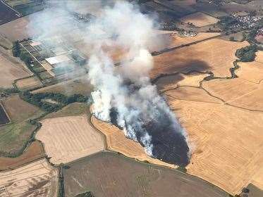 Firefighters are tackling a field fire in Wye. Picture: Elliot Styles and Headcorn Aerodrome