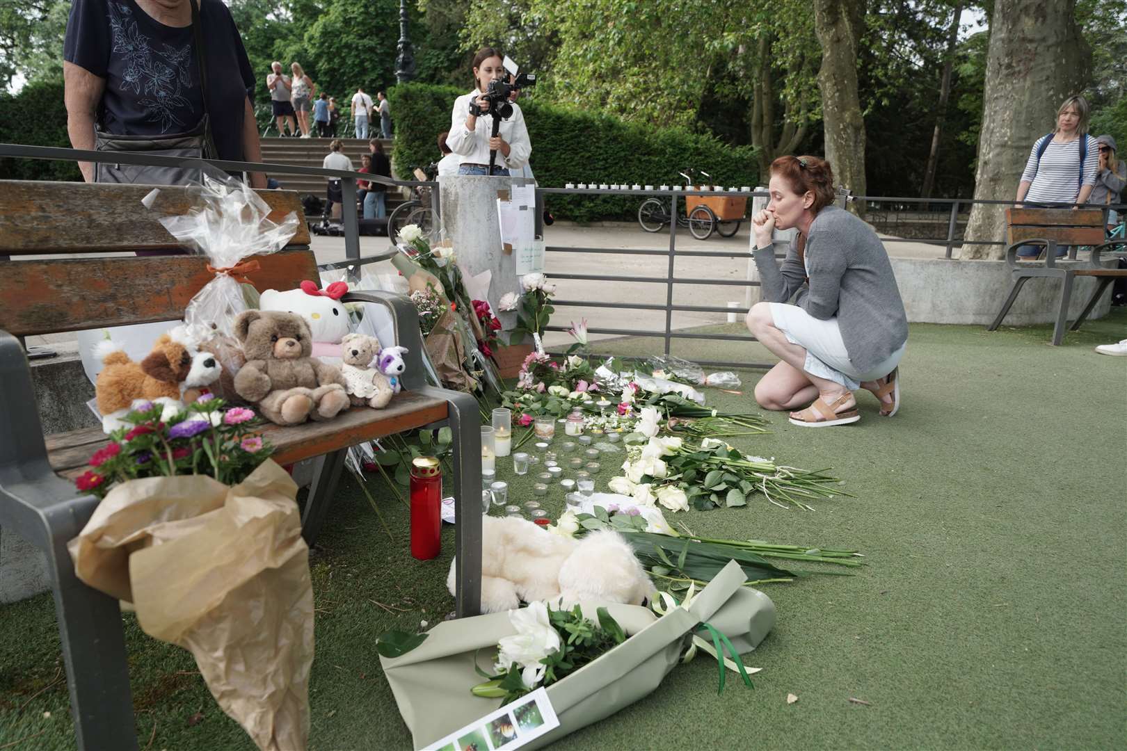 Tributes left near the scene in Annecy (Peter Byrne/PA)