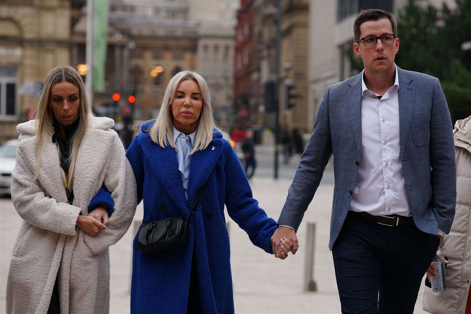 Ashley Dale’s sister (who has requested not to be named), mother Julie Dale and stepfather Rob Jones arrive at Liverpool Crown Court (Peter Byrne/PA)