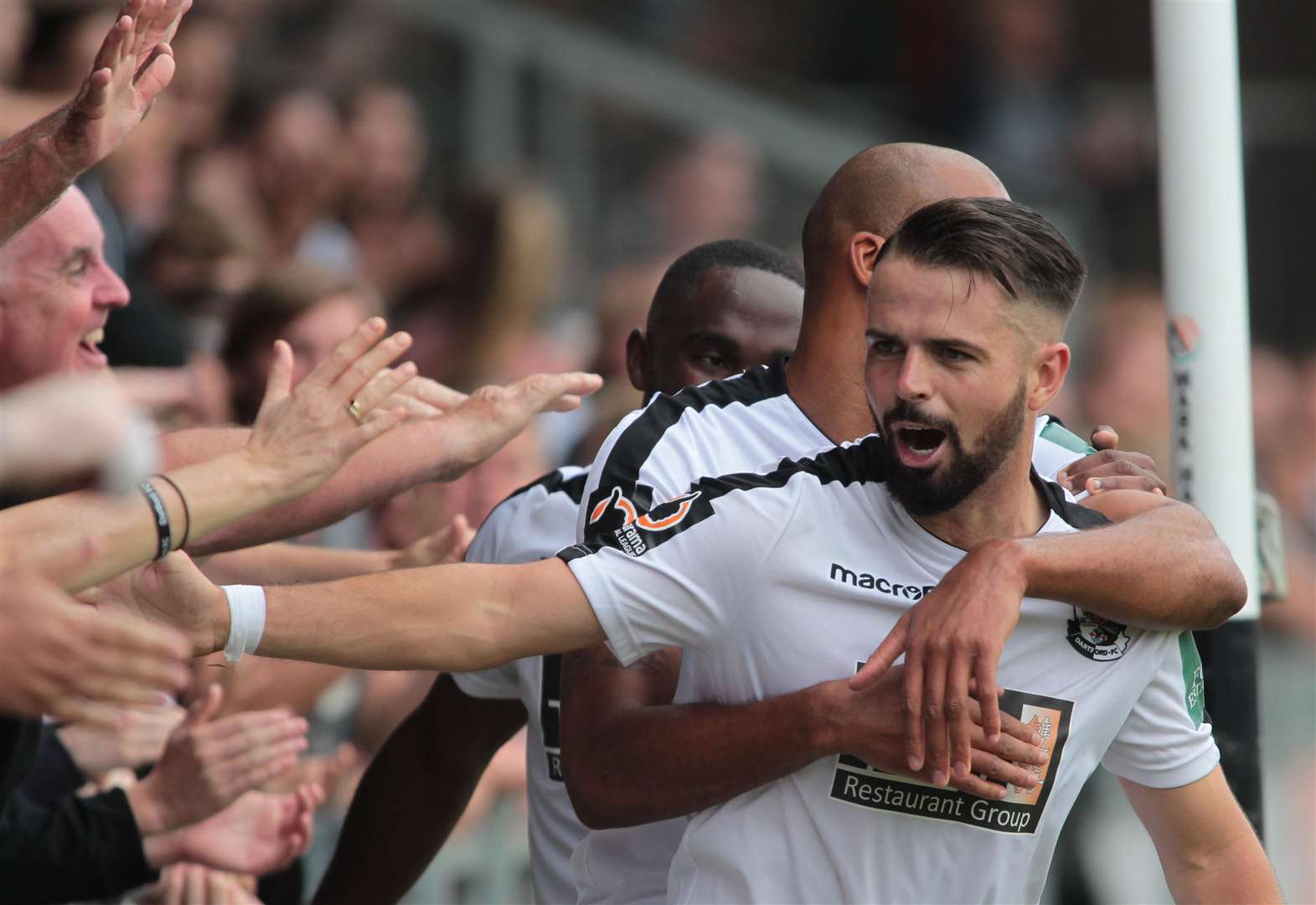 Dartford manager Jamie Coyle reacts to 2-0 win over East Thurrock