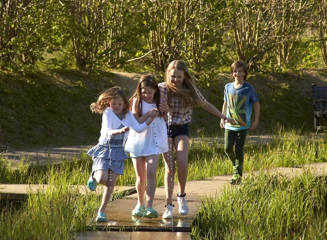 Having fun at Hever Castle's water maze