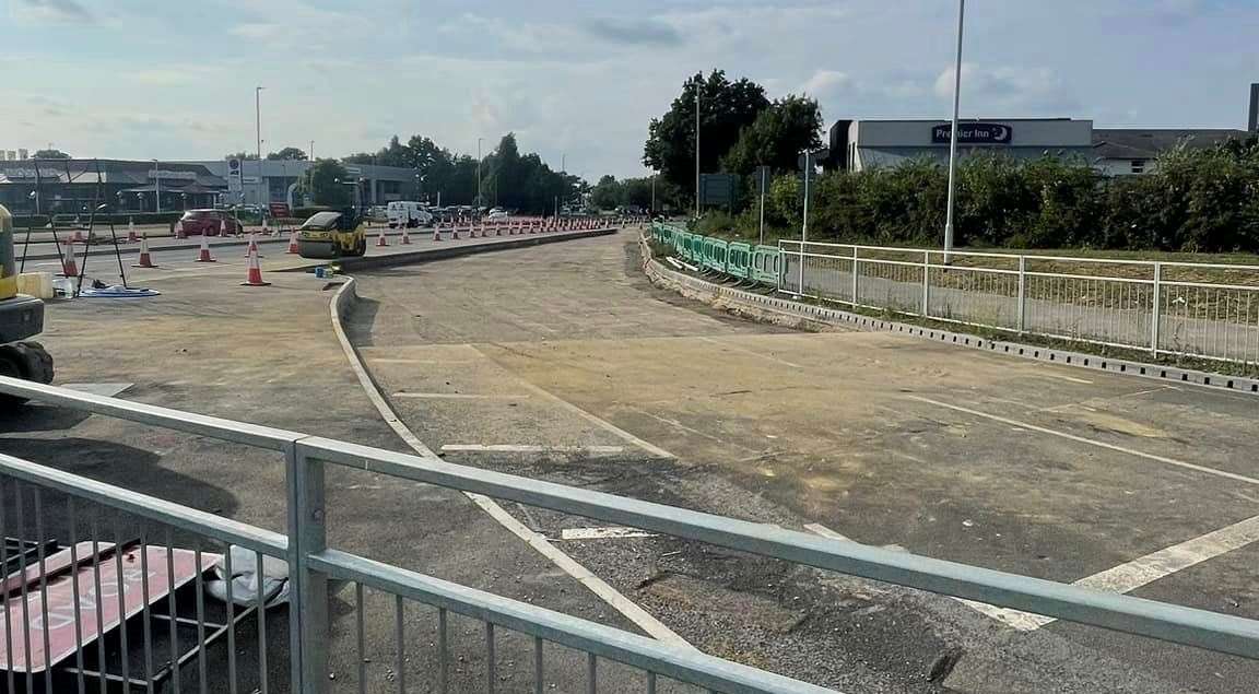 The new surface of The Boulevard in Ashford has been dug up after safety concerns were found. Picture: Jamie Penfold