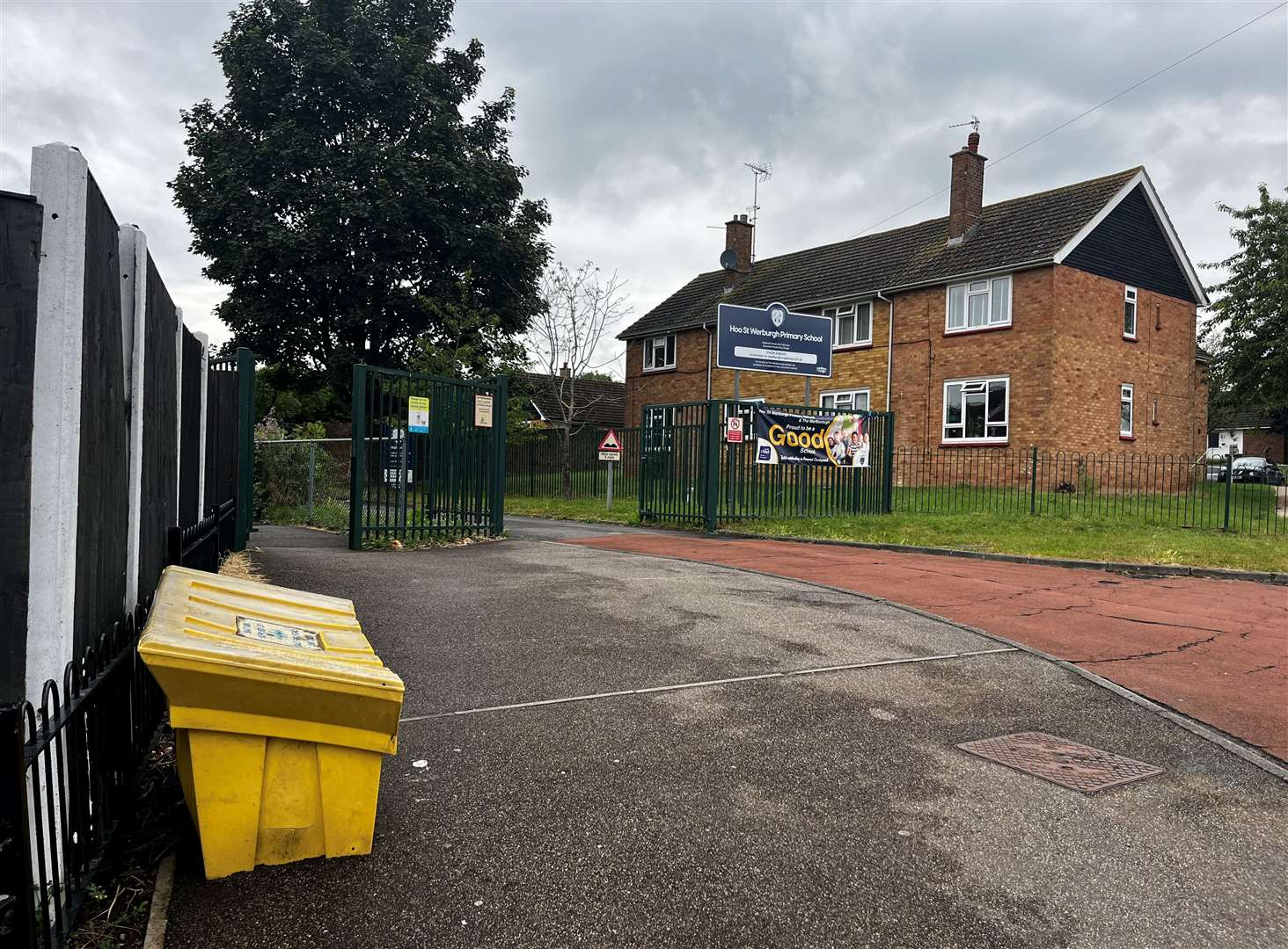 Debbie Marsh is stationed outside Hoo St Werburgh Primary School in Pottery Road, Hoo