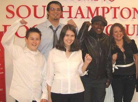 Sarah Ryan, right, with some of the other finalists from Kent. Andy Cherry, who accompanied Sarah on guitar, is pictured at the back. Picture: TREVOR STURGESS