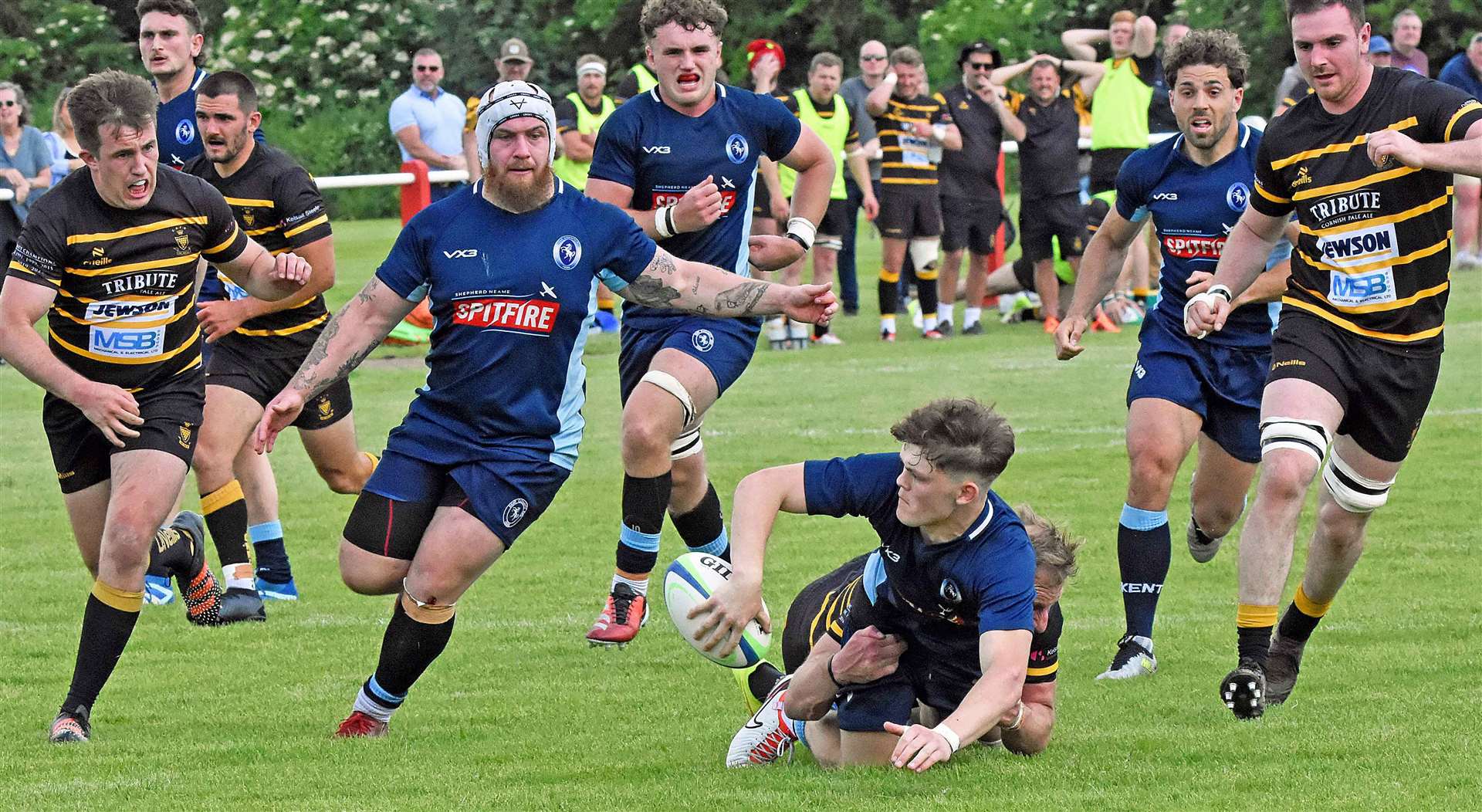 Sevenoaks' Barney Stone is tackled as Kent battle Cornwall. Picture: Andy Wansbury