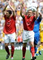 Goalscorer Chris McPhee (left) and skipper Paul McCarthy at full-time