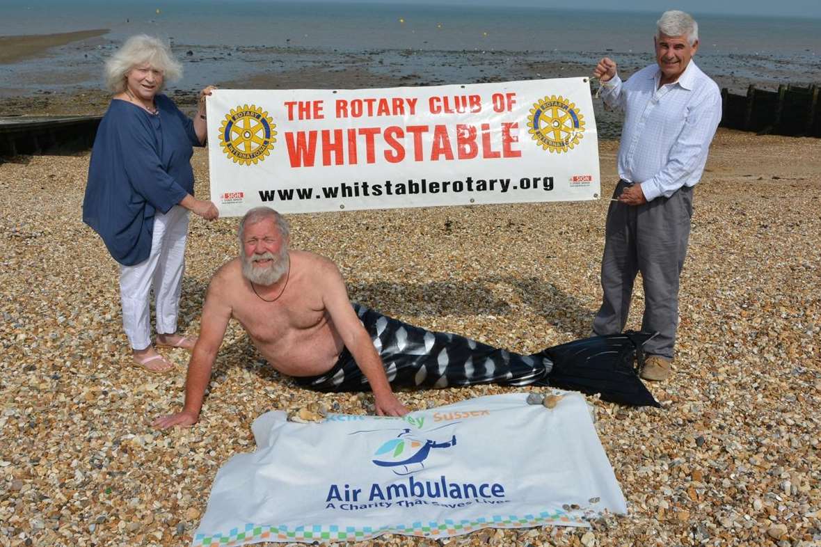 Whitstable rotary president David Cavell will dress as a merman for the charity swim