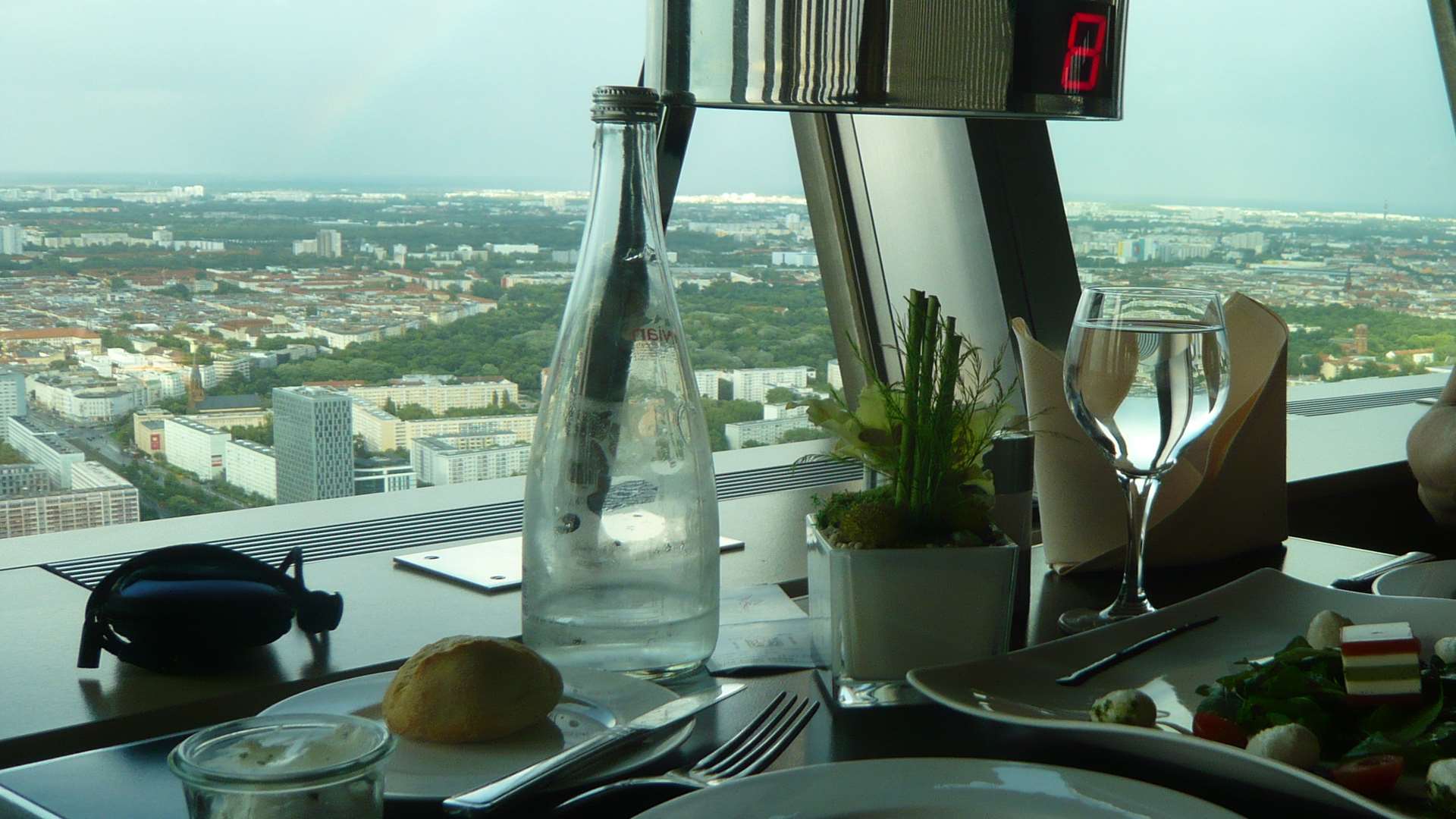 Enjoying food more than 200 metres high at the TV Tower restaurant