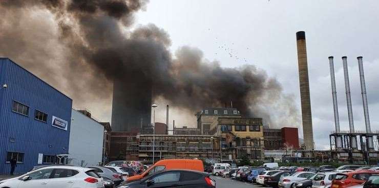 The scene of the fire at an industrial unit on Church Manorway in Erith. Picture: UKNiP