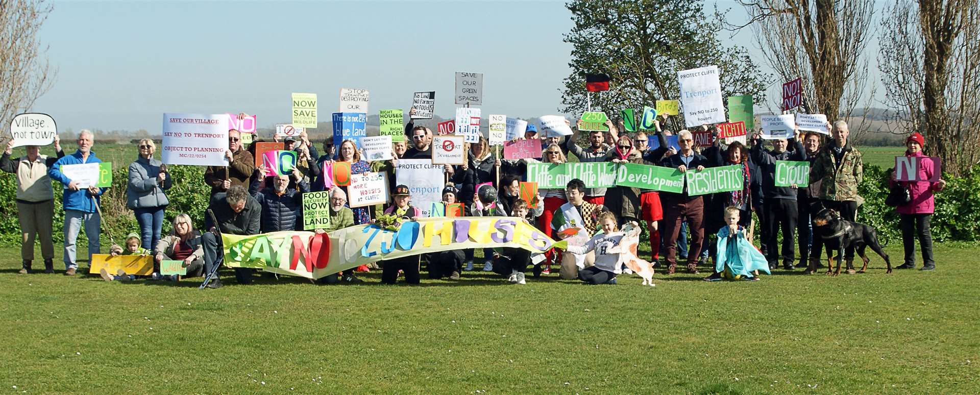 Campaigners in Cliffe protesting the homes plan