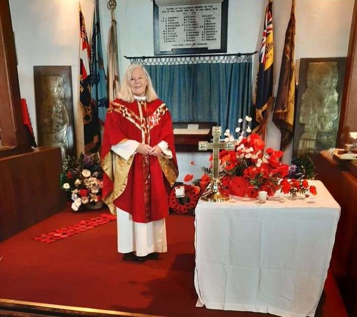 The Rev Cindy Kent in Minster Abbey on Remembrance Sunday