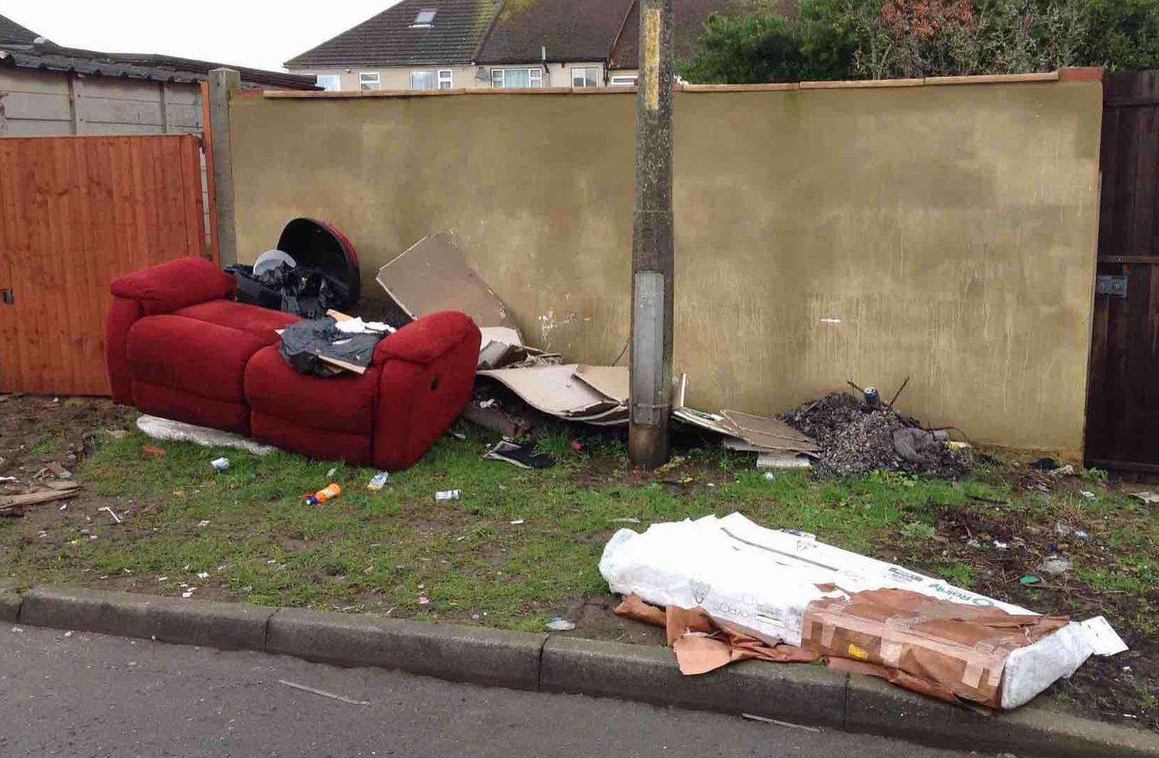 The fly-tipping in Buttermere Close, Gillingham