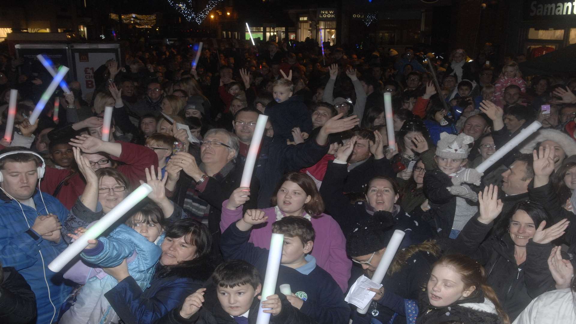 Spectators at the Canterbury Christmas lights launch