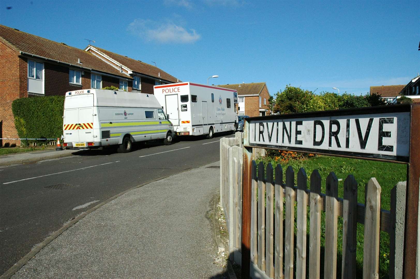 Police at the former home of Peter Tobin in Margate, during the search for his victims' remains. Picture: Nick Evans