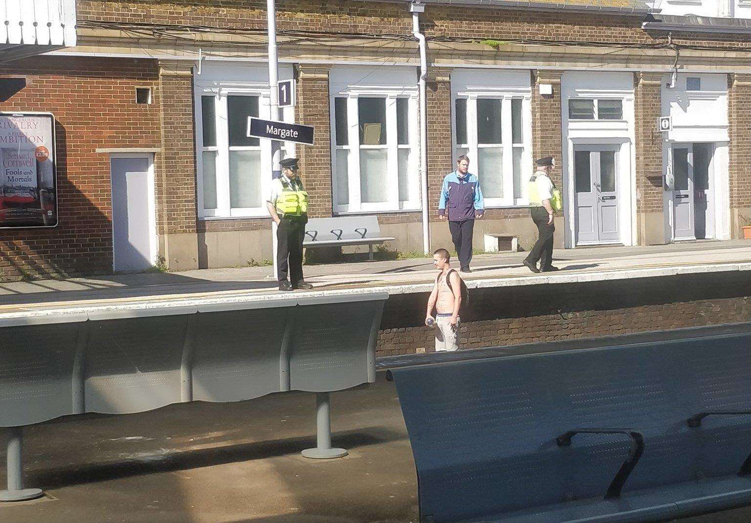 A man on the train tracks at Margate train station. Picture: Remi Gruszka