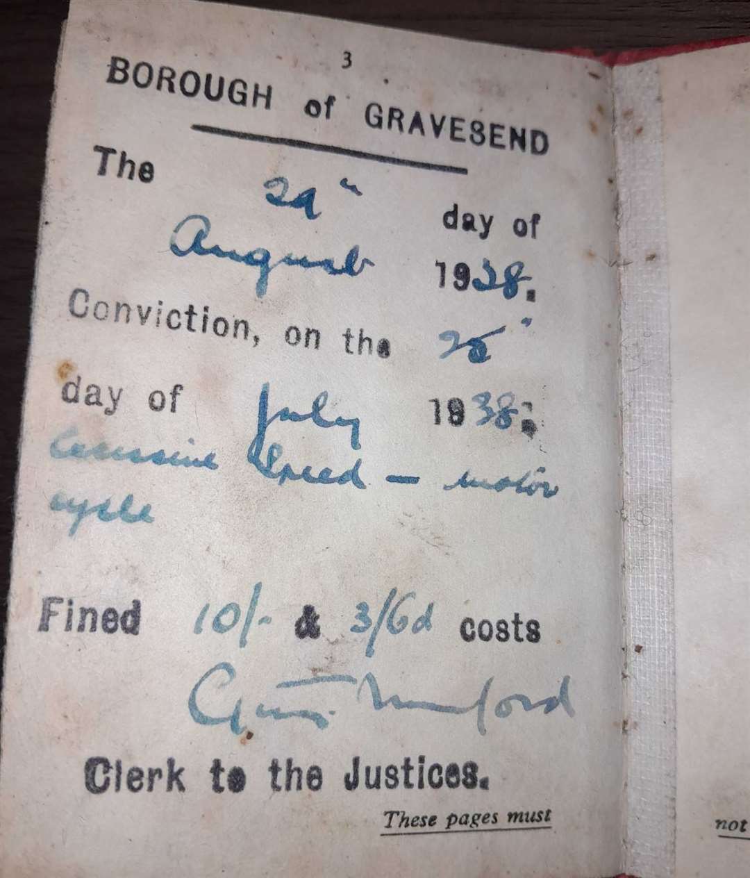 Speeding conviction in July 1938 cost Harry Russell Pitt Esq dearly