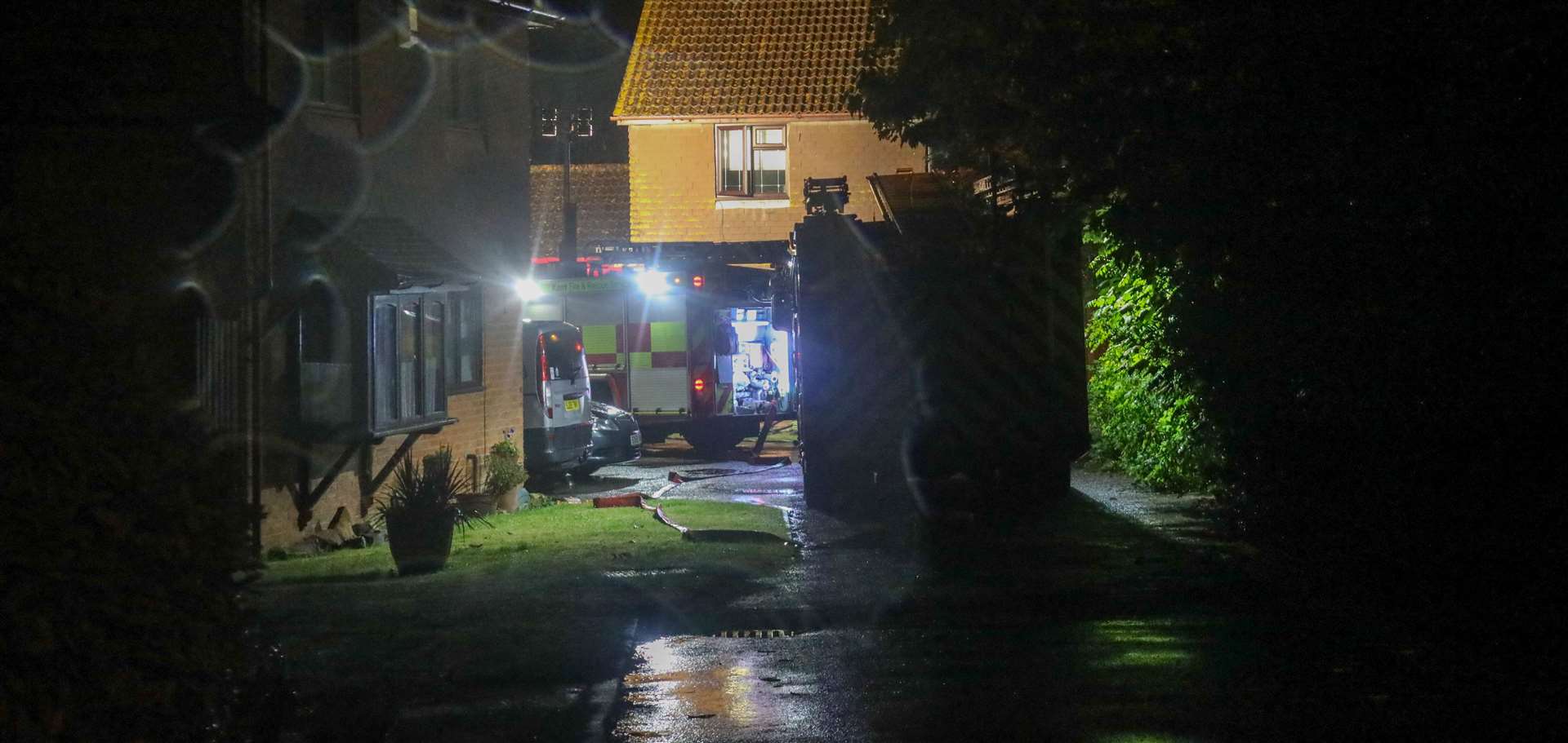 Fire crews at the scene of the Lower Stoke lightning blaze Picture: UKNIP