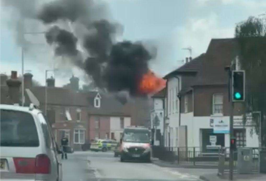 The A28 was closed in Sturry due to a fire. Picture: Molly Best