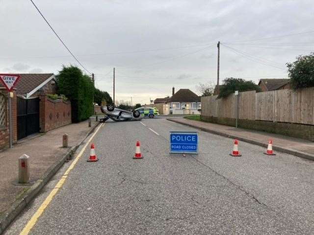 The scene following a crash in West Kingsdown