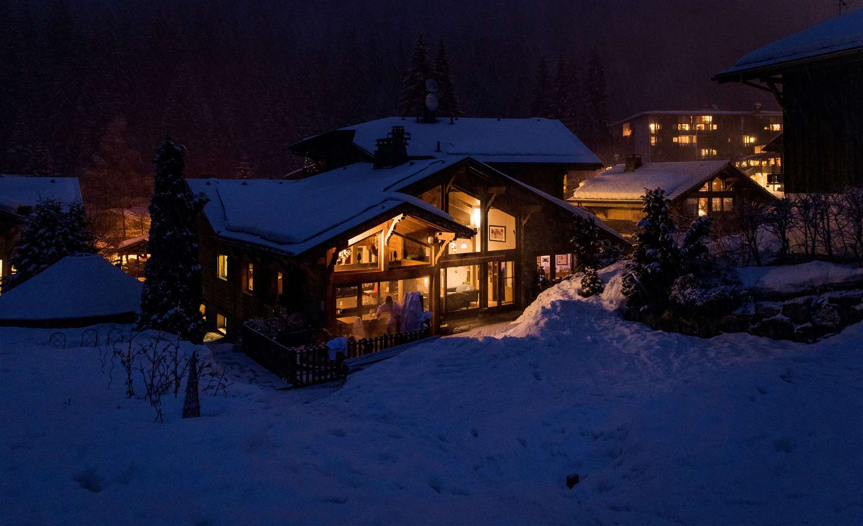 One of Chilly Powder's chalets by night. Picture: Chilly Powder