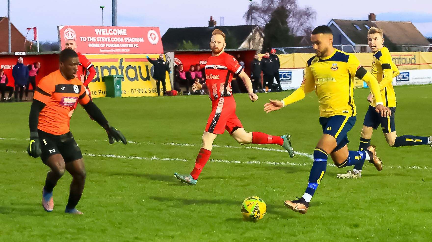 Dean Grant approaches keeper Riluan Anibaba. Picture: Les Biggs