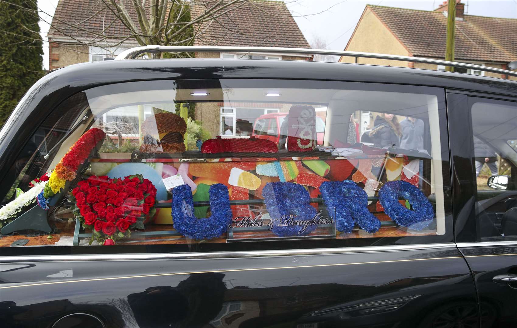 Olly Stephens’s coffin was brightly decorated for the funeral service (Steve Parsons/PA)