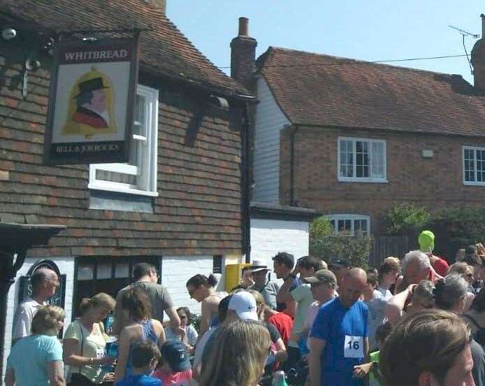 Villagers sign up for the Frittenden fun run on Easter Monday, 2019