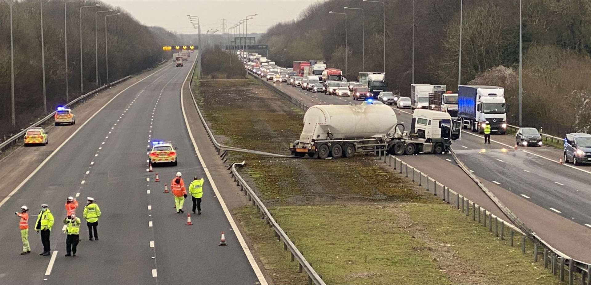 M2 reopens after crash involving lorry between junction 3 at Blue