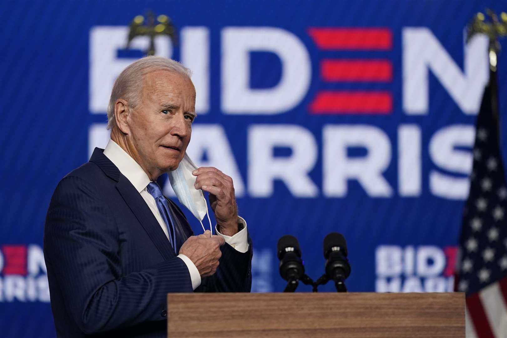 Democratic presidential candidate Joe Biden looks on the cusp of the presidency (Carolyn Kaster/PA)