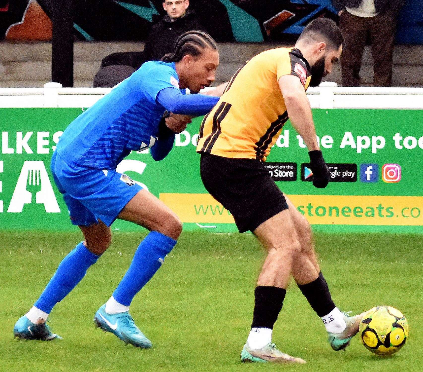 Joe Turner, of Folkestone, is put under pressure. Picture: Randolph File