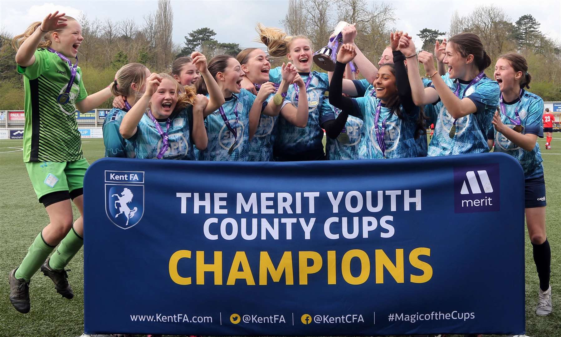London City Lionesses celebrate the Kent Merit Under-16 Girls Cup Final. Picture: PSP Images