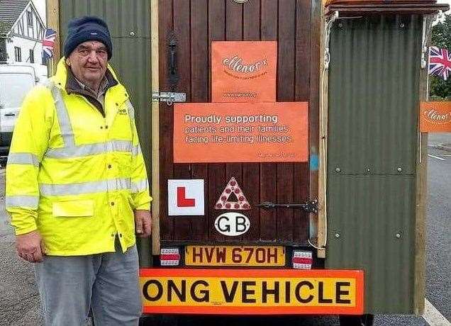 Retired farmer Steve Saunders is on a fundraising mission in his Massey Ferguson 135 which has already raised over £3,500 for ellenor hospice. Picture: SWNS