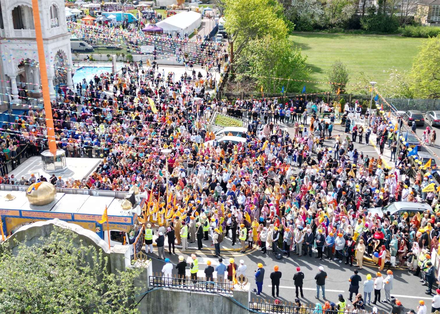 Those celebrating Vaisakhi gathered outside The Guru Nanak Temple. Picture: Jason Arthur