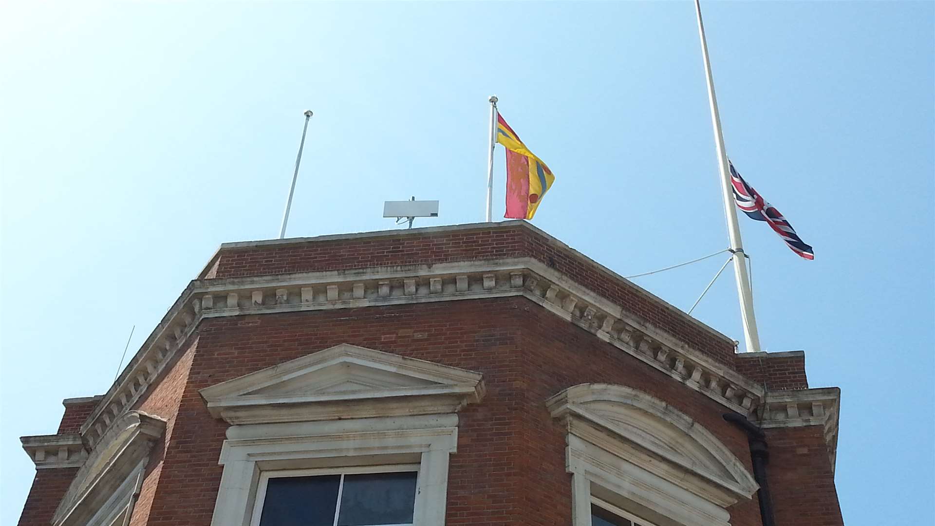 The flag lowered to half mast. Picture: Hsin-Yi Lo