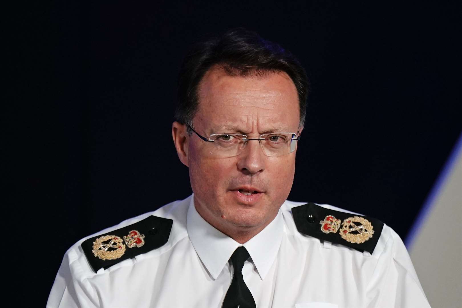 Chief of Jersey Police Robin Smith speaking at a press conference (Aaron Chown/PA)