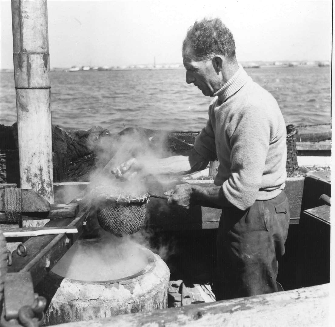 Working on the shrimp boats at Gravesend in September 1961