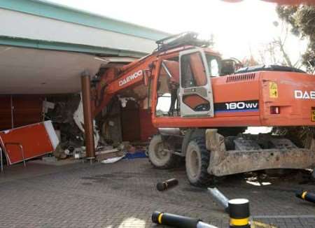 SCENE OF DEVASTATION: The four men were arrested after this failed ramraid at Sainsbury's in New Romney in February last year. Picture: GARY BROWNE