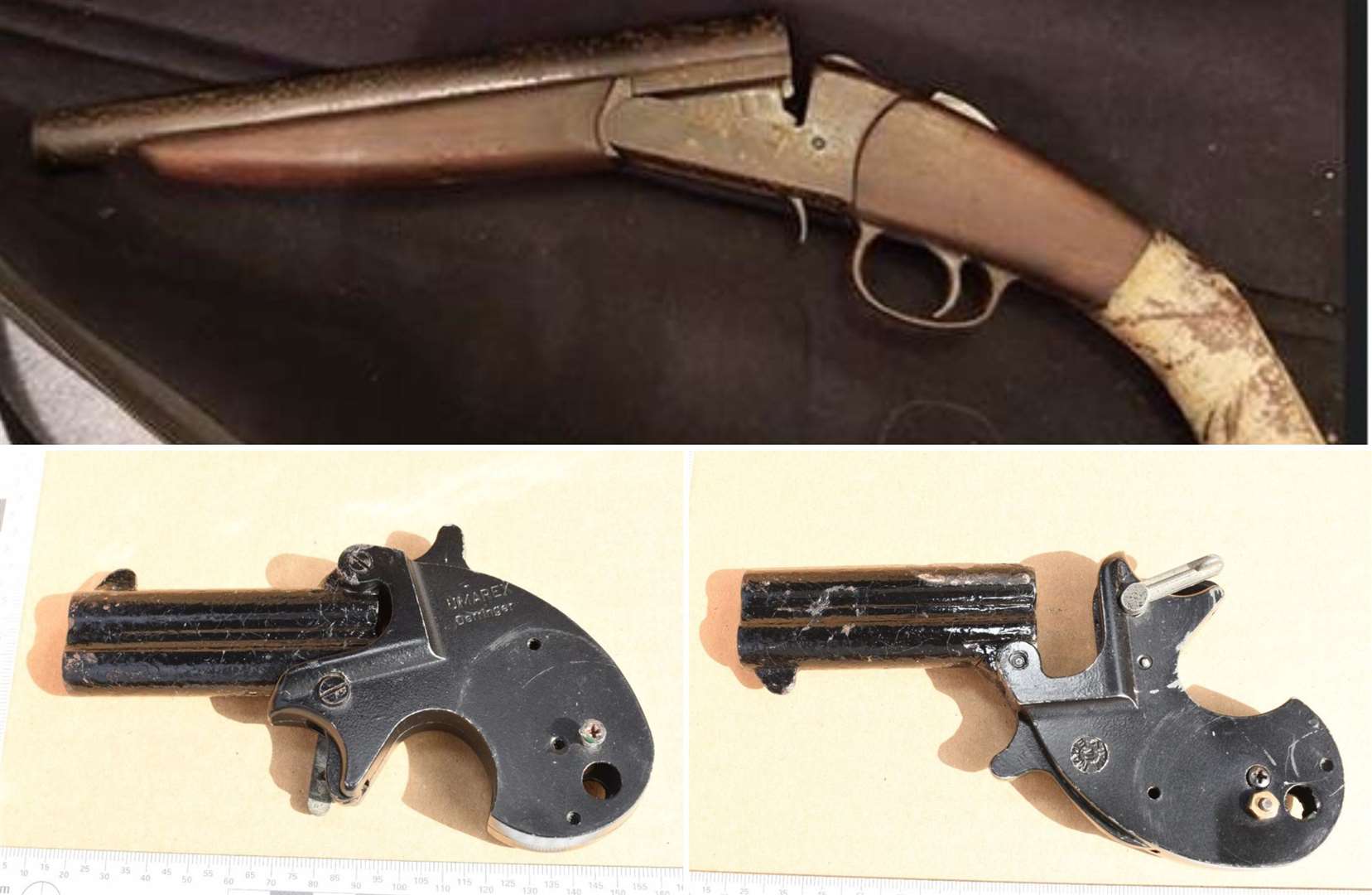 Police recovered a double-barrelled pistol and a sawn-off shotgun. Picture: National Crime Agency