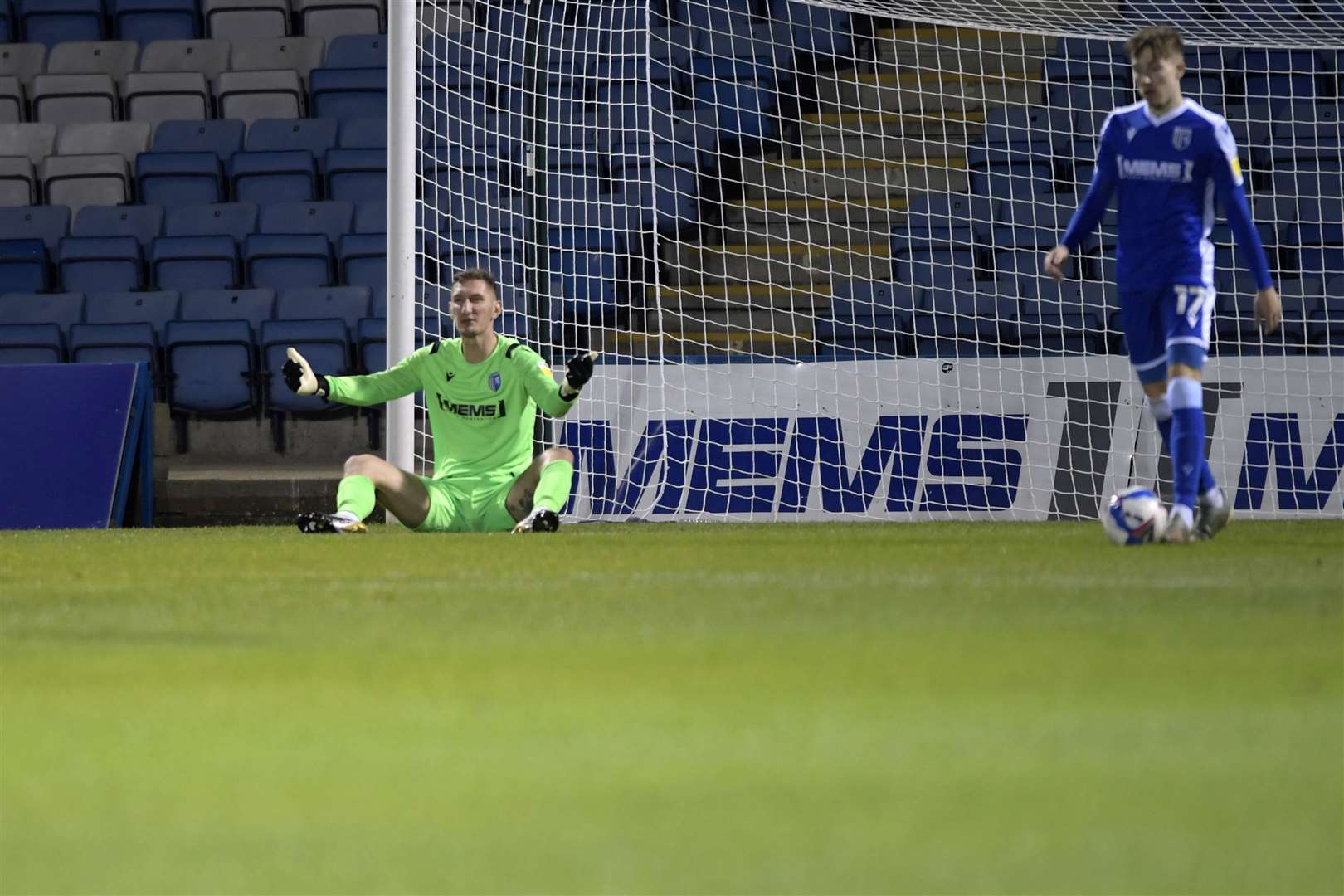 Gillingham goalkeeper Jack Bonham after goal number two had been scored Picture: Barry Goodwin