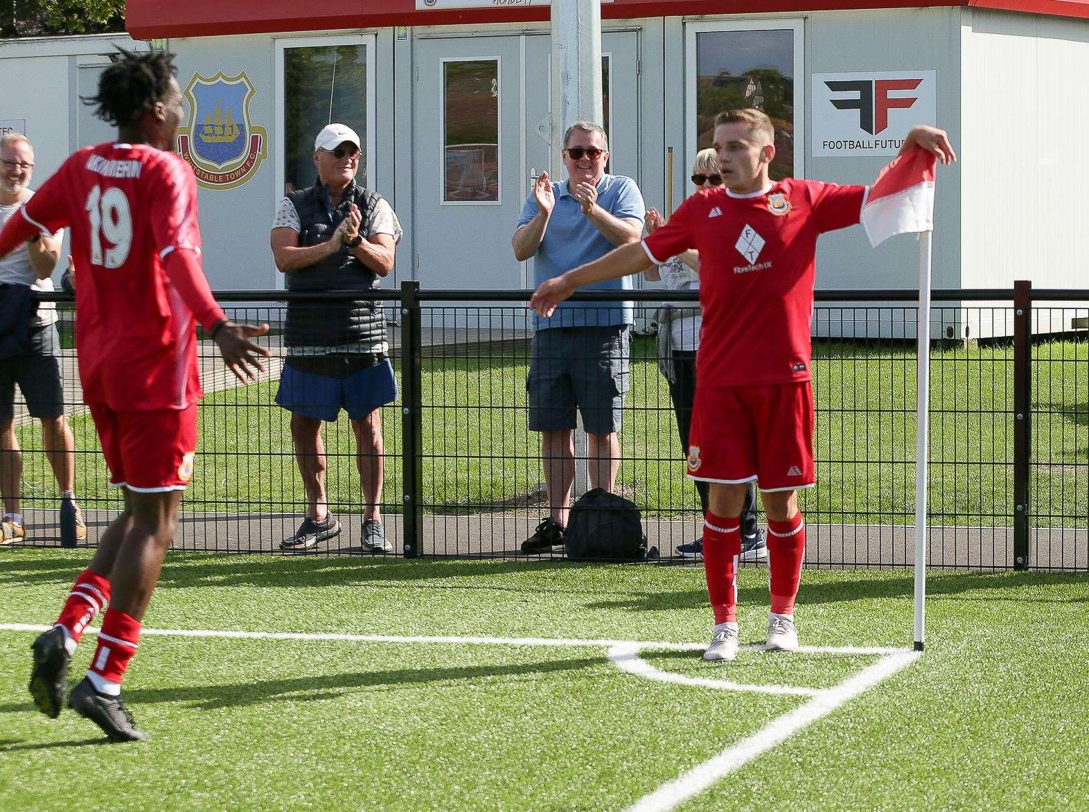 Josh Oliver celebrates one of his two goals last weekend Picture: Les Biggs