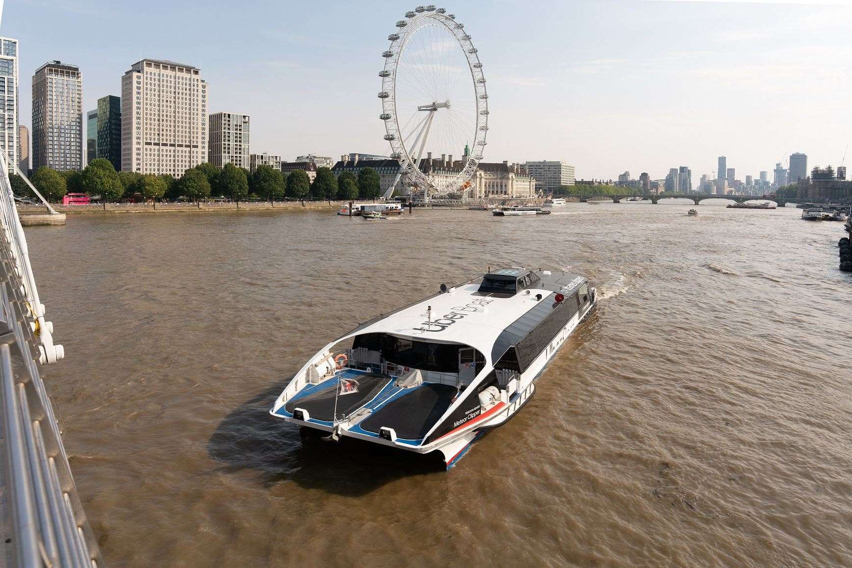 Uber Boat by Thames Clippers runs along the Thames between Woolwich in the east and Putney in the west (Uber Boat by Thames Clippers/PA)