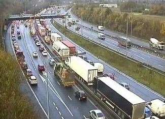 Queues are building on the M20. Picture: Highways England