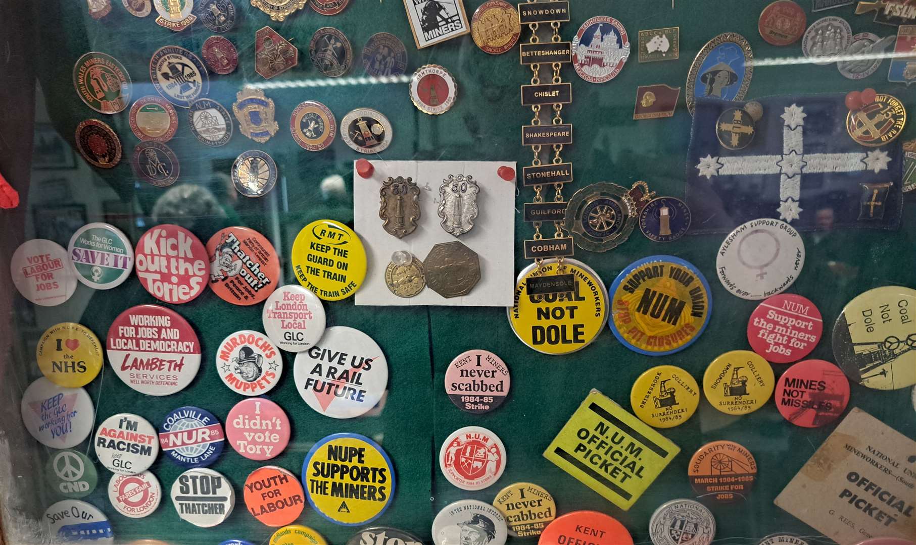 Campaign badges from the time of the 1984 miners' strike