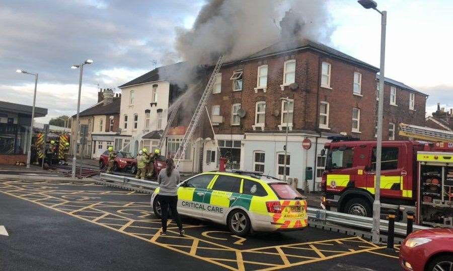 The fire in Barden Road, Tonbridge Picture: James Watson