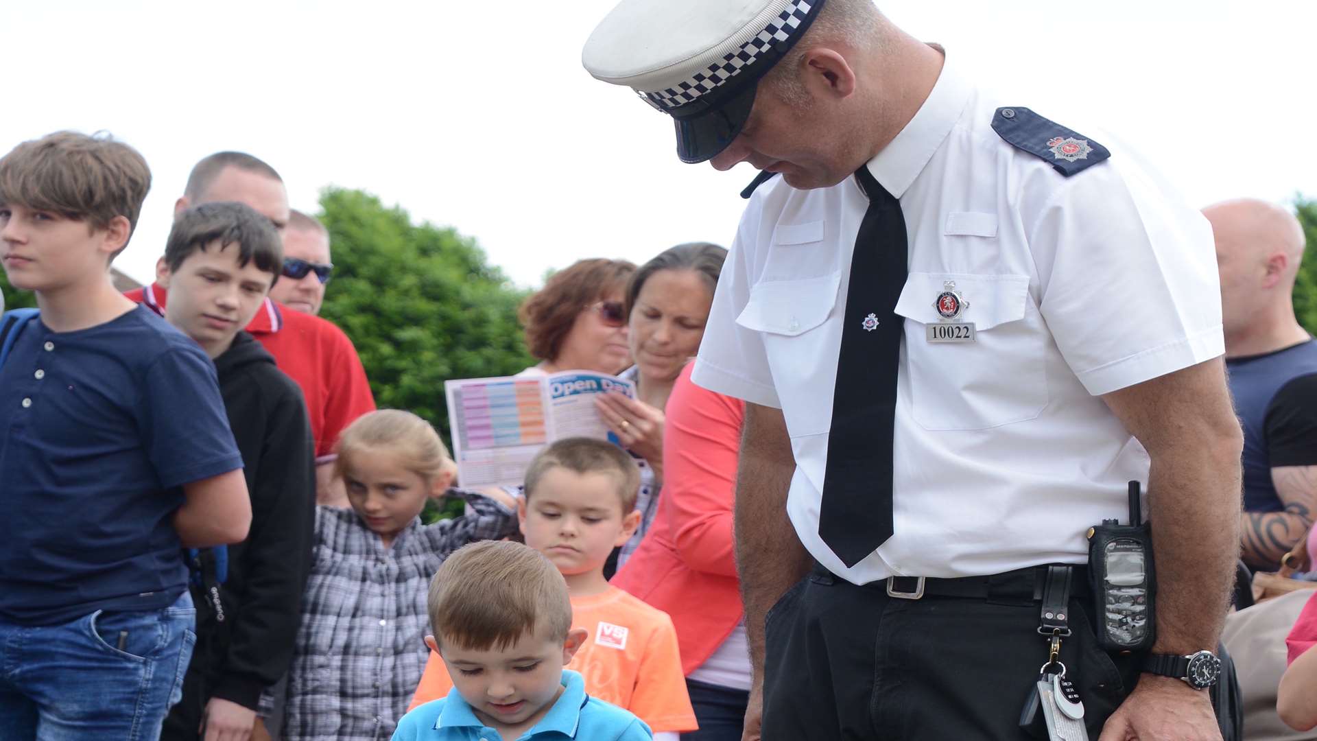 Philip Starz, four, learns about police checks for fitness to drive