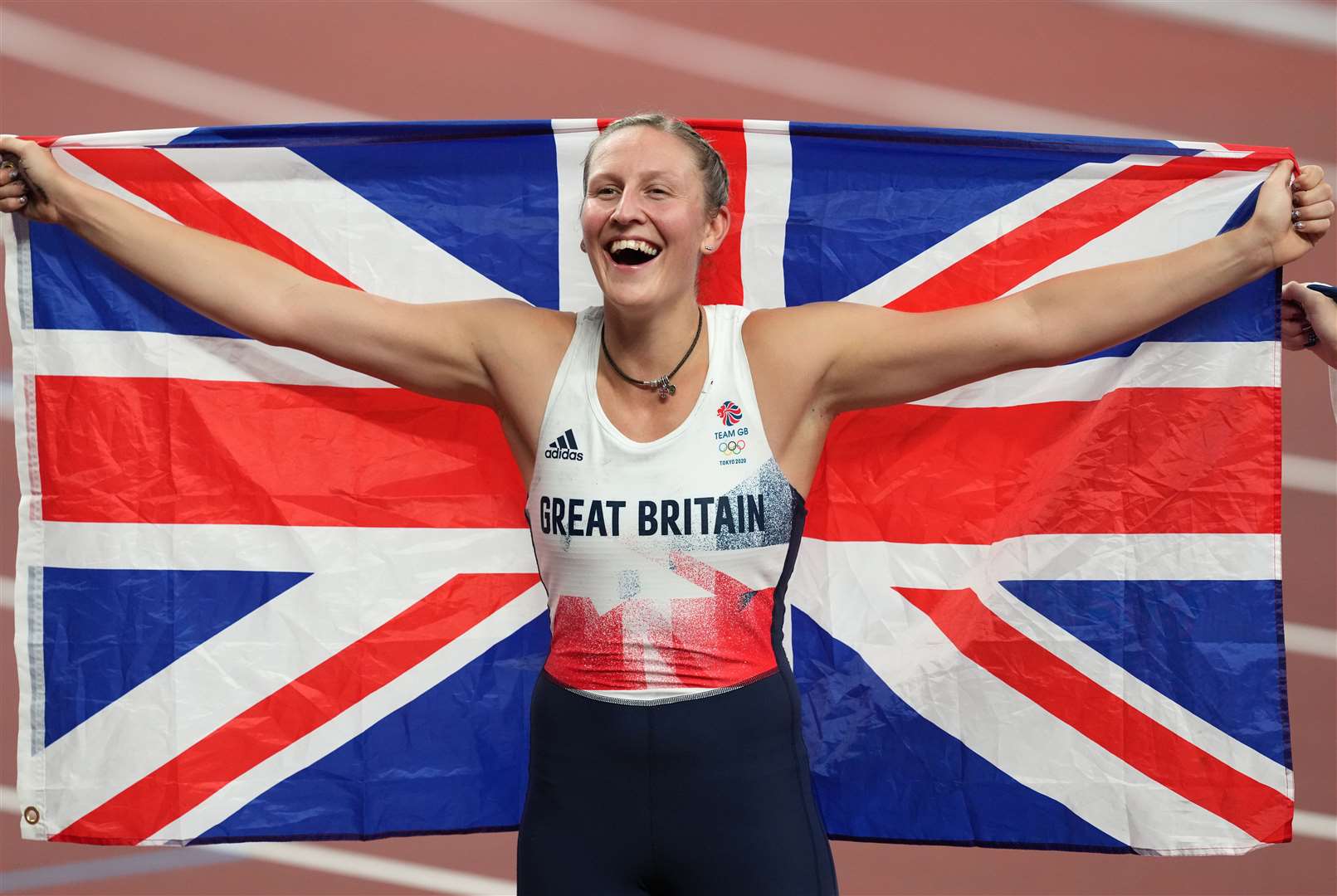 Holly Bradshaw celebrates winning bronze in the pole vault (Martin Rickett/PA)