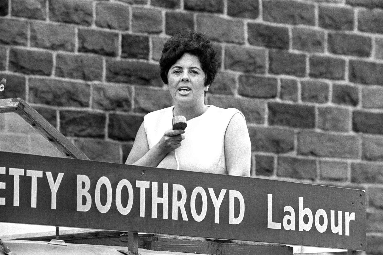 Betty Boothroyd campaigning as a Labour candidate (PA)